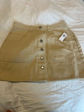 NWT Old Navy Button-Front Tan Utility Mini Skirt